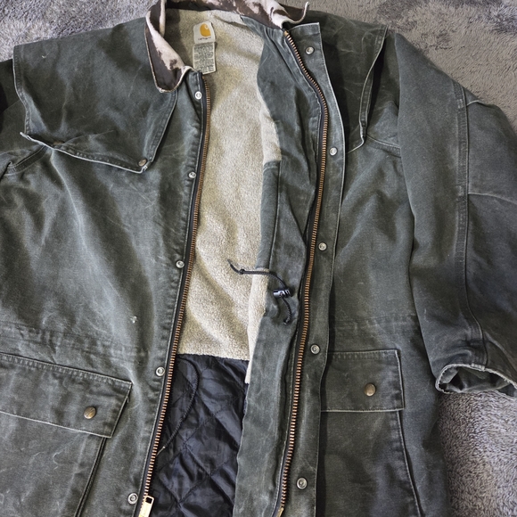 Carhartt C70 Sherpa Lined Jacket  XL Mens Green Canvas Duster Chore Barn USA - Picture 9 of 15